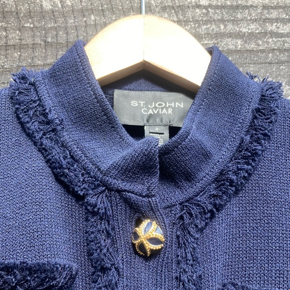 St. John Caviar | Knit Jacket/Cardigan | Size 4 | Color: Blue/Navy - Picture 5 of 8